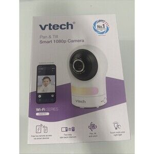 VTech RM9761 Pan/Tilt 1080p Wi‑Fi Indoor IP Surveillance Camera, White